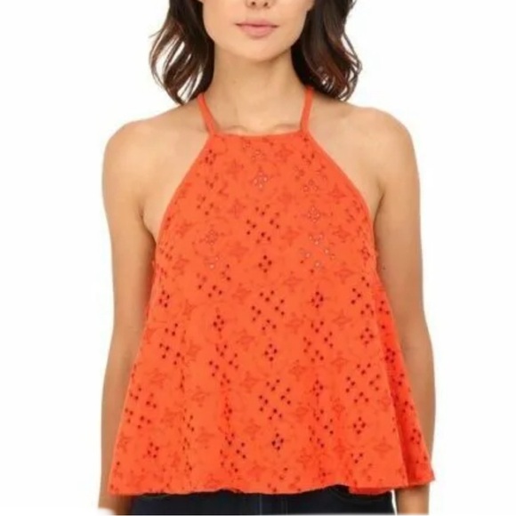 Free People Tops - Free People Dream Date Eyelet Tank Embroidered Sleeveless Drawstring
